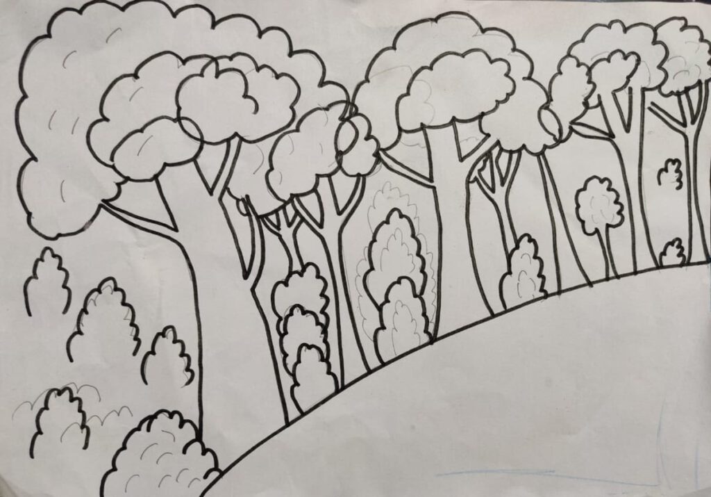 kids drawing forest